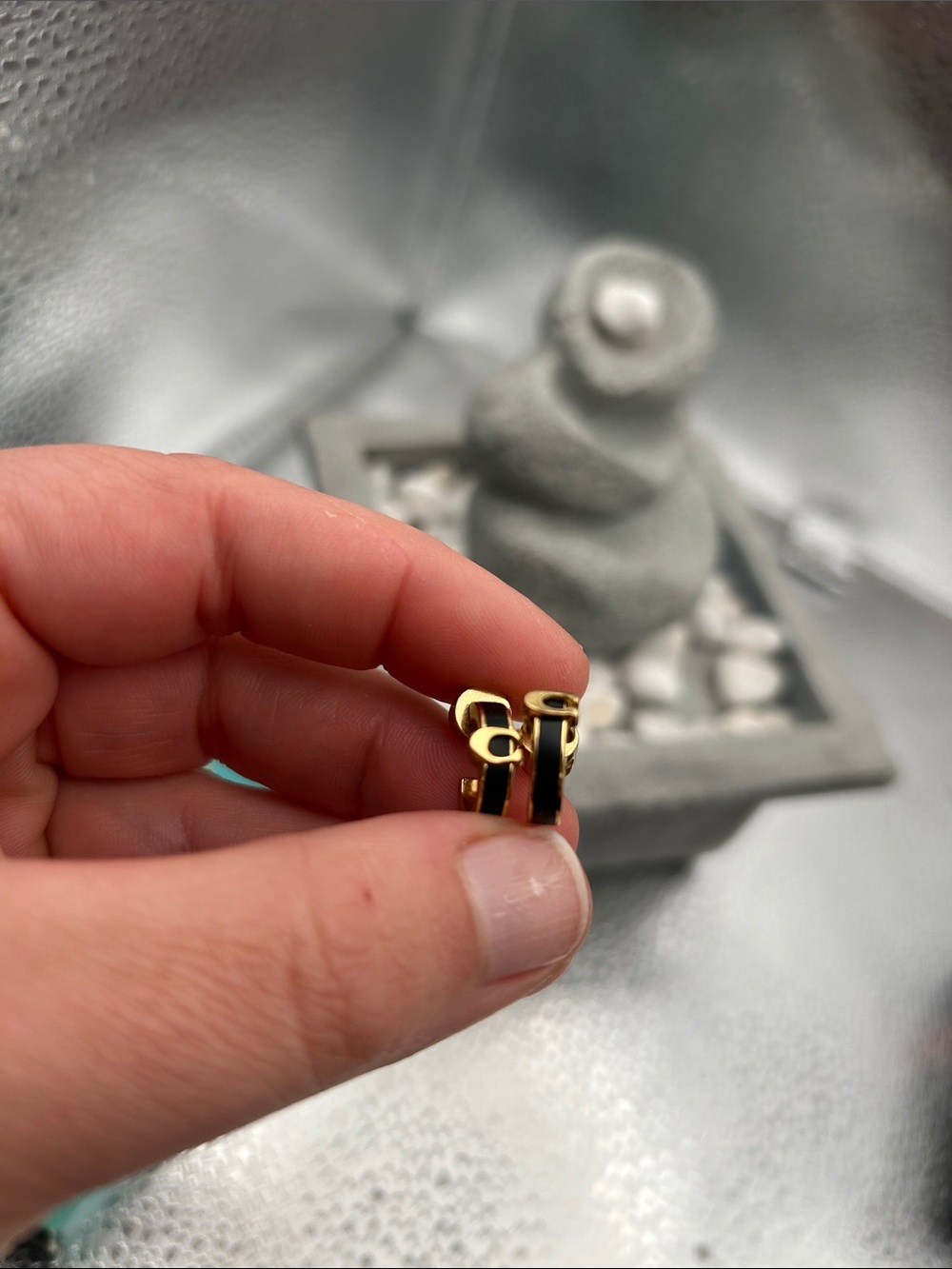 Coach Signature C Enamel Huggie Hoop Earrings - Picture 7 of 7